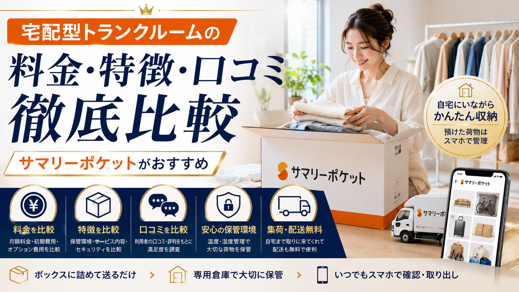 宅配型トランクルームの料金・特徴・口コミ徹底比較 | サマリーポケットがおすすめ